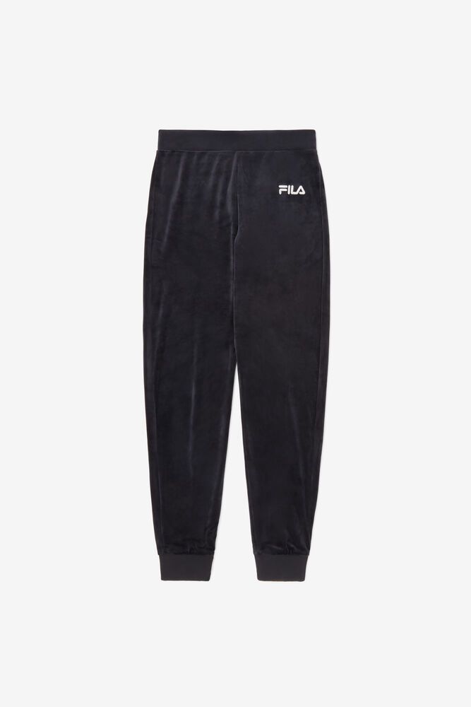 Fila Sara Velour Jogger Black Pants Womens - NZ 51029-HBVP